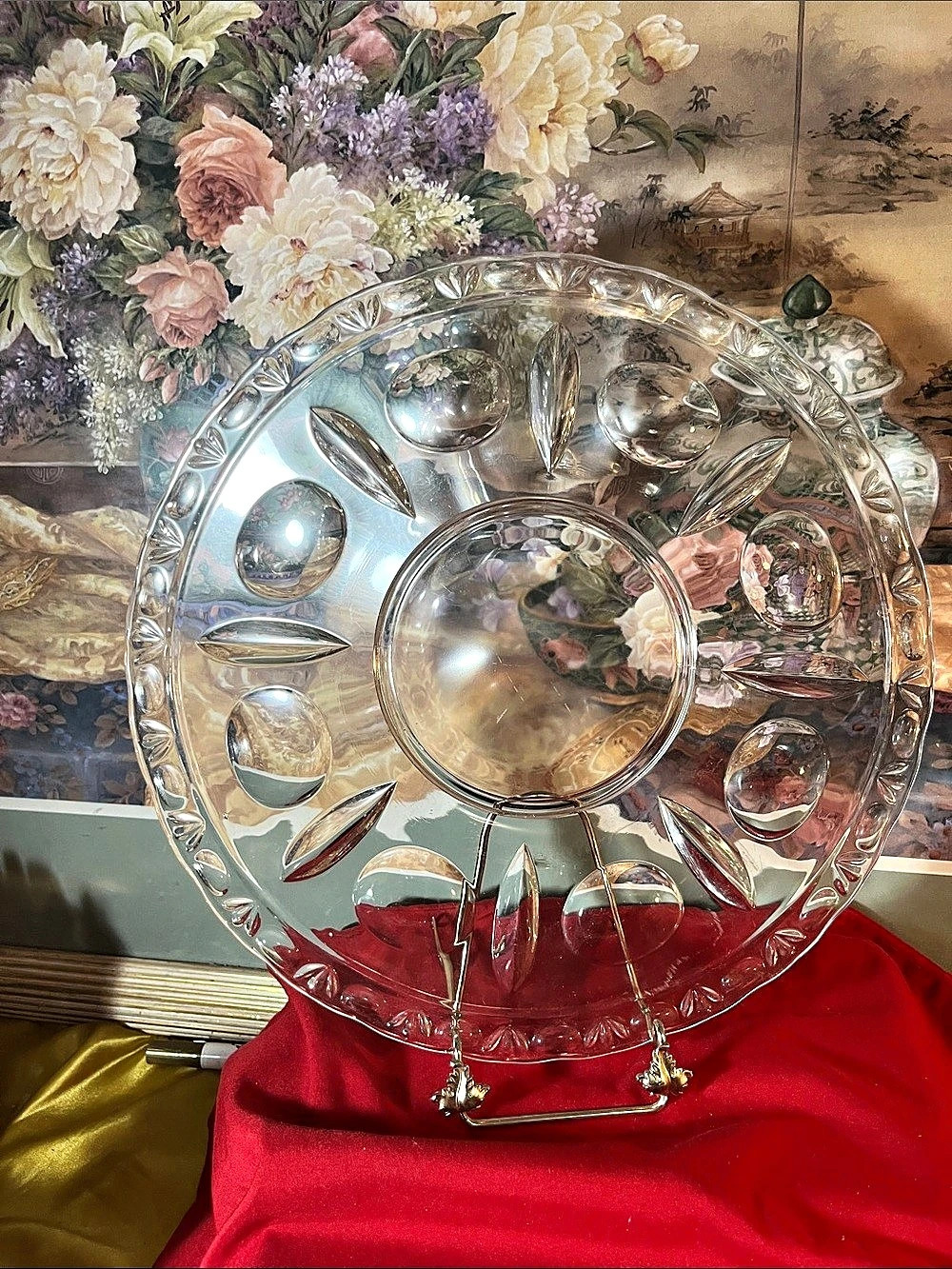 Indiana glass dot & dash pattern 15” platter